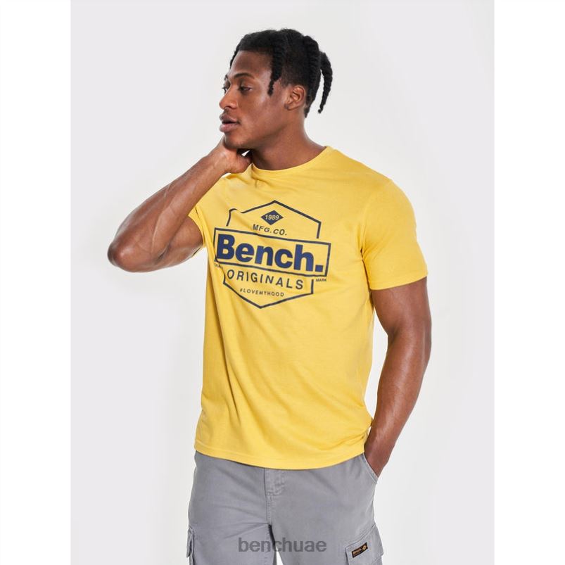 Bench رجال تي شيرت دينزو VN48R7 ثياب أصفر